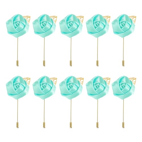 MECCANIXITY Groom Boutonnieres Rose Boutonnieres Pins for Wedding - color: Light Green