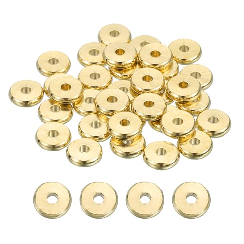 MECCANIXITY 40Pcs Rondelle Spacer Beads 8mm Diameter 2mm Hole Size 2mm Thick Metal Flat Disc Charm Circle for Bracelet Earring Necklace Jewelry Making, Gold - color: Gold, size: 8mm Dia x 2mm Hole Sizex 2mm Thick