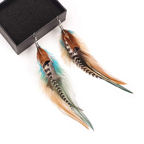 lureme Bohemian Multicolor Pheasant Feathers Dangle Earrings Handmade Natural Feather Earrings (er006314) - style: Style D