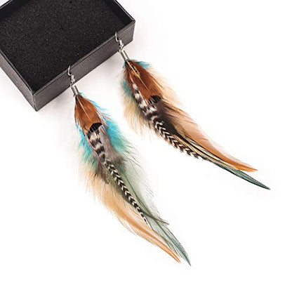 lureme Bohemian Multicolor Pheasant Feathers Dangle Earrings Handmade Natural Feather Earrings (er006314) - style: Style D