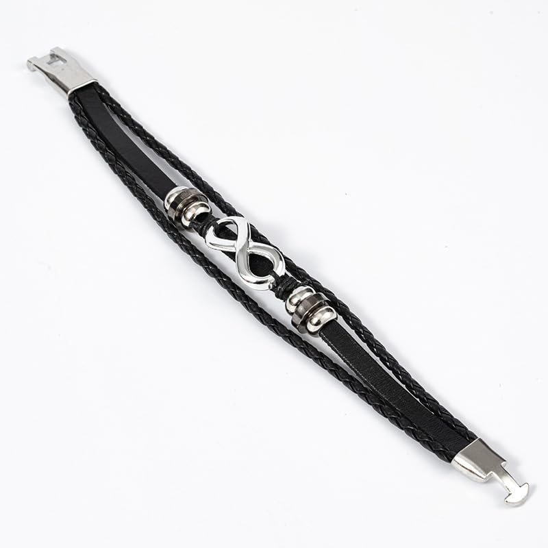 Black Braided Bracelets Unisex Endless Love Infinity Link Bracelets Fashion Braided Wristband Bangle Gift for Men Women