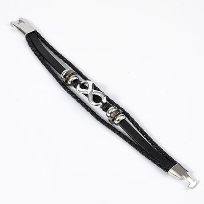 Black Braided Bracelets Unisex Endless Love Infinity Link Bracelets Fashion Braided Wristband Bangle Gift for Men Women