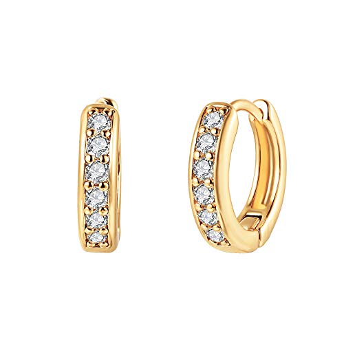 Barzel 18K Gold Plated Cubic Zirconia Huggie Cuff Earrings For Women - color: Gold Round