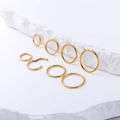 Nose Rings 20G 18G 16G 316L Surgical Steel Hinged Clicker Segment Nose Hoop Helix Cartilage Daith Tragus Sleeper Earrings Body Lip Piercing Jewelry for Women Men 6mm 7mm 8mm 10mm 12mm - style: 11:Silver+Gold-18G*7mm(4pcs)