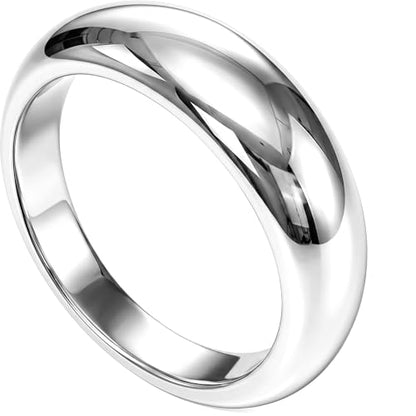 Non Tarnish Gold Chunky Rings for Women, 14K Gold Plated Statement Dome Rings Stacking Silver, Adjustable Mens Eternity Wedding Band Mixed Metal Jewelry Size 3-13 - color: Silver, size: 11, style: Chunky Dome Ring