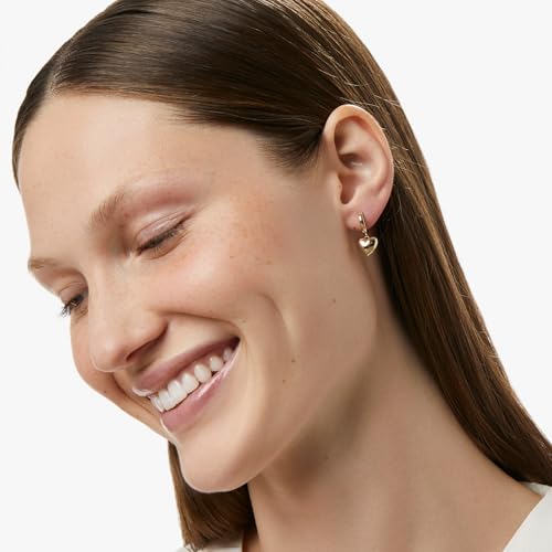 Ana Luisa Puffed Heart Earrings - Heart Charm Huggie Hoops and Earring Stud Styles - Dainty 14K Gold Plated, Silver Rhodium Plated & Mixed Metal Silver & Gold Earrings - Hypoallergenic Water-Resistant - color: Gold Drop