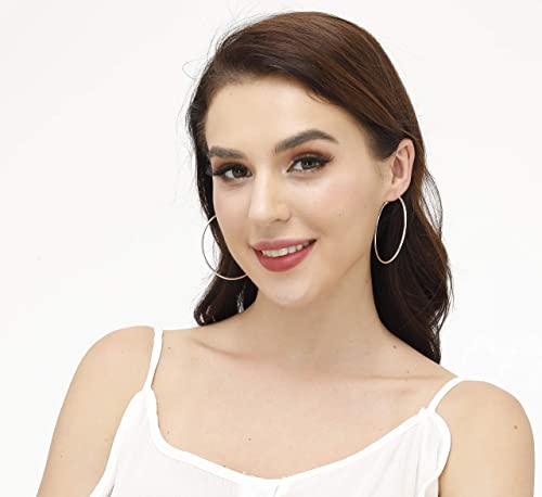 3 Pairs Sterling Silver Large Hoop Earrings Set for Women 40 50 60MM | 14K White Gold Plated, Hypoallergenic - style: E:Silver 20mm 30mm 40mm