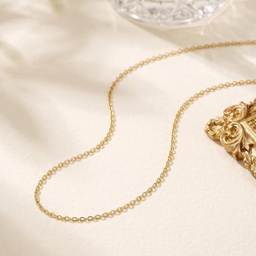 Gold Necklaces for Women 14K Gold Chain for Women Gold Cable Chain | Dainty Gold Cable Chain Necklace for Womens Simple Cable Chain for Men Necklaces 14-26” 14k gold necklaces for women men - size: 20in-50cm, style: 1.2mm