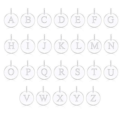 Sterling Silver Mini Initial Disc Round Charm Pendant for Women - color: Z