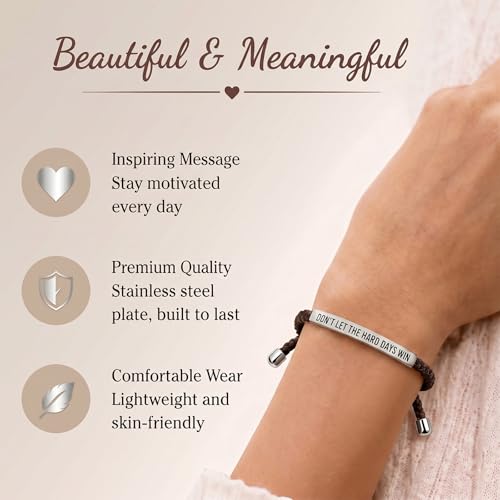 Frodete Dont Let The Hard Days Win Bracelet Inspirational Gifts for Women Adjustable Braided Tube Bracelet Gifts for Friends - color: A6:grey