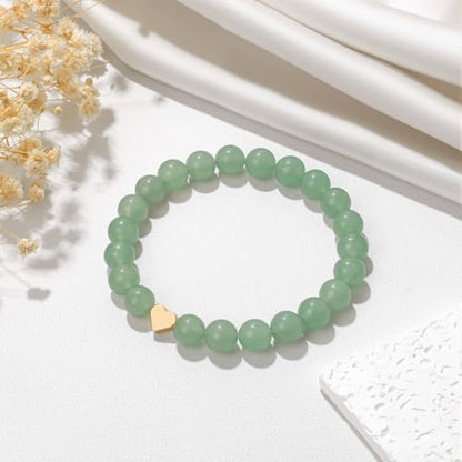 Healing Bracelet For Women Anxiety Beaded Bracelets Jewelry Healing Stone Crystal Bracelet Stress Relief Yoga Beads Chakra Bracelets Gifts For Women pink - color: Heart-Green Aventurine