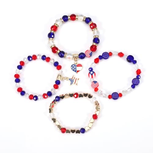 Ardorchid Halloween Bracelets for Women Pumpkin Ghost Steleton Bat Skull Beaded Stackable Stretchy Bracelet Rugby Thanksgiving Christmas Heishi Bracelets - color: USA Bracelet -F