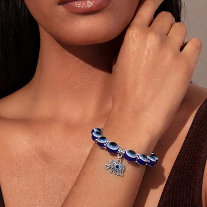 Fesciory Evil Eye Bracelet for Women, Gold Plated Adjustable Chain Jewelry | Blue Evil Eye Charm Bracelet, Lucky Amulet Symbolism, Dainty Adjustable Chain, Daily wear, Jewelry gifts - color: Blue-2