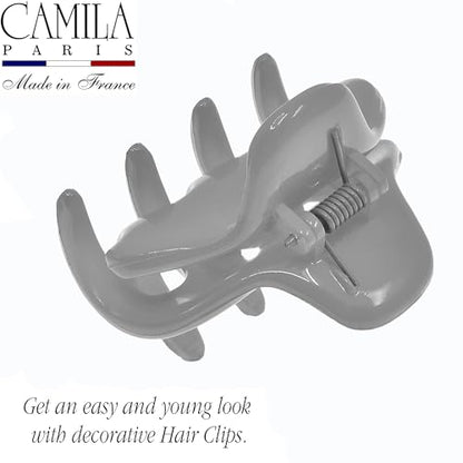 Camila Paris CP3735 French Small Hair Clips for Women, 1.75" Small Claw Clip Fashion Styling Mini Hair Clip Accessories for Women, Strong Hold No Slip Grip Cute Claw Clips, Made in France - color: Gray 1.75"