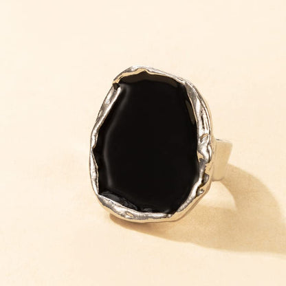 Black Rings for Women Chunky Statement Rings for Women Big Black Stone Ring Large Thick Cocktail Signet Ring Chunky Jewelry - style: 1 - S