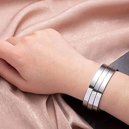 JoycuFF Friendship Gift for Women Inspirational Birthday Cuff Bracelet for Friends Handmade Stainless Steel Jewelry for Bff Bracelets Graduation Gift for Her