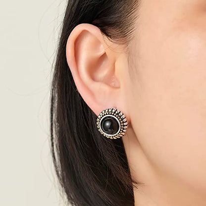 UNY JEWEL Jewelry Make a Statement Two Tone 11mm Imitation Pearl Multi Gold Dots Women French Clip Earring Christmas Gifts - color: Black
