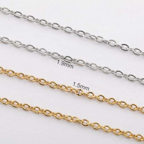 SMYHTGLIF 2 Rolls Total 65.6 Feet Oval Cable Chain for Jewelry Making | Gold & Silver Stainless Steel Jewelry Making Chains DIY Craft Chain Bulk Roll Jewelry Findings - size: 1.9×1.5mm