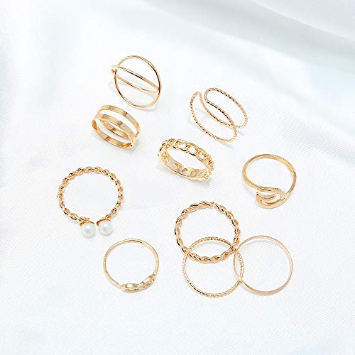 HUJUON 27-34PCS Knuckle Rings Set for Women Stackable Finger Ring Sets Vintage Joint Midi Rings Gold/Silver Star Moon Stacking Rings for Women - style: 27Pcs