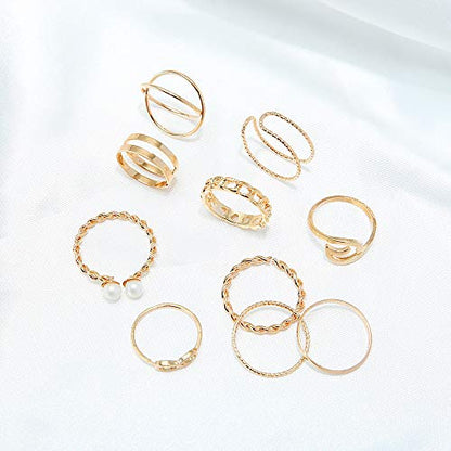 HUJUON 27-34PCS Knuckle Rings Set for Women Stackable Finger Ring Sets Vintage Joint Midi Rings Gold/Silver Star Moon Stacking Rings for Women - style: 27Pcs