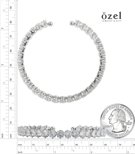 OZEL – Women’s Gold Cuff Bracelets – 18K Gold Plated Textured Bangles with Multi-Color Crystal & Rhinestone Accents – Layered Stacking Jewelry - color: 2C0380_rh