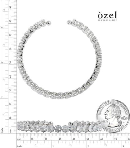 OZEL – Women’s Gold Cuff Bracelets – 18K Gold Plated Textured Bangles with Multi-Color Crystal & Rhinestone Accents – Layered Stacking Jewelry - color: 2C0380_rh