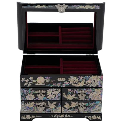February Mountain Mother of Pearl Jewelry Organizer Box – Anniversary Christmas Graduation Birthday gifts for women Mother's day gifts for mom from daughter (Plum Blossom) - style: Plum Blossom