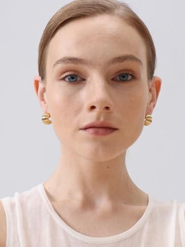 Green Crystal huggie gold hoop earrings for women Girls,14K Gold Plated with 925 Sterling Silver Post color Cubic Zirconia dainty cute Earrings| CZ Stud Earring - color: Kayla Gold
