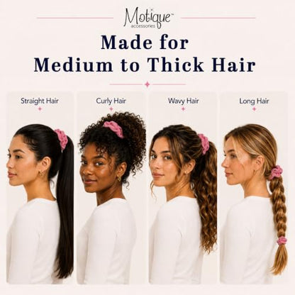 Motique Accessories Large Scrunchies for Women, Pack of 6, Grey | Hair Ties for Medium & Thick Hair - color: Grey