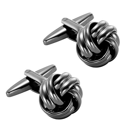 Urban Jewelry Mens Stainless Steel Nautical Knot Cufflinks Sharp Formal | Nautical Cufflinks Stainless Steel Rust Resistant Finish Polished Cufflink Finish Modern Cufflink Design Style - color: Classic Knot Cuff Links in Dark Toned