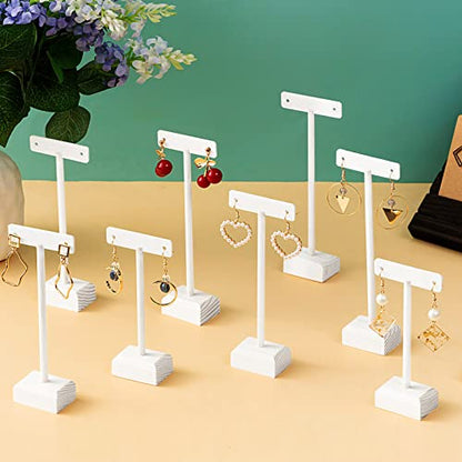 Marsui Earring Display Stands for Selling Set Wooden T Bar Jewelry Display Stand Holder for Necklaces Bracelet Showroom Trade - color: White