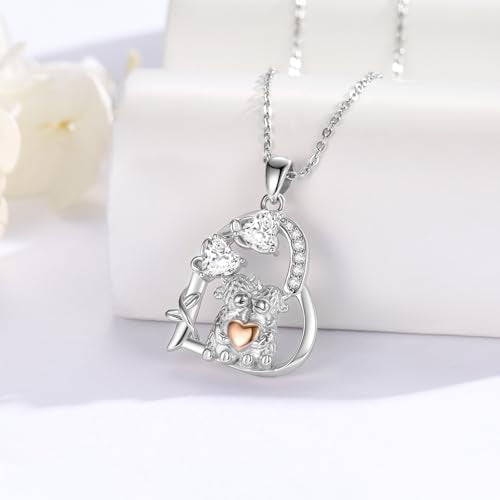 Heart Animal Necklace 925 Sterling Silver Cute Animal Pendant Jewelry Birthday Gifts for Women Girlfriend Mom Animal Lovers - style: 3-3 Highland Cow