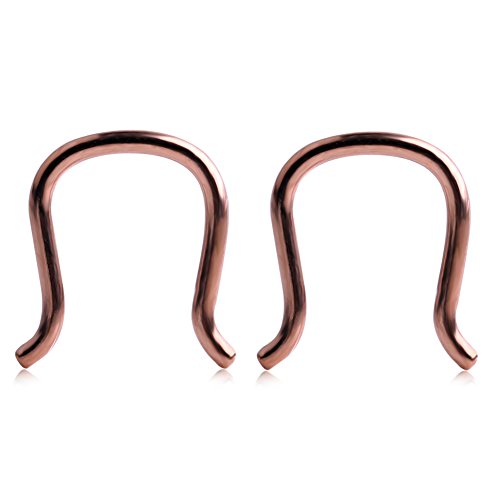 Ruifan 316L Surgical Steel U-Shaped & Staple Nose Septum Hanger Retainer Nose Ring 16g,14g,12g - color: Rose Gold(16G)