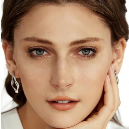 Sterling Silver Chunky Hoops Earring Teardrop Earring | Wide Thick Hypoallergenic Oval Big Large Lightweight Dangle Drop Hoop Earring Jewelry for Women 30MM - color: Chunky white