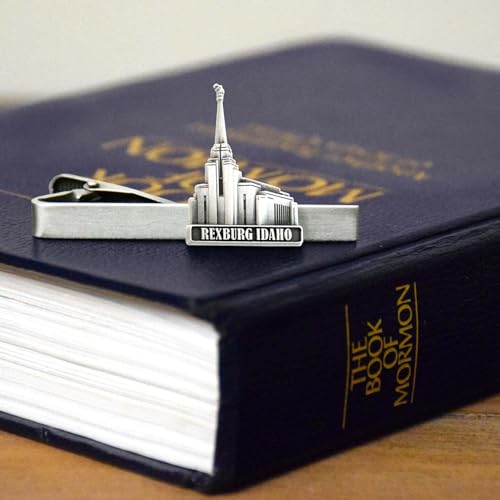 Silver Tie Clip by Ringmasters | LDS Temple Tie Clips for Men with Antique Silver Finish | Suit Accessories for Weddings, Church, & Formal Events | Versatile Tie Pin, (Rexburg Idaho)