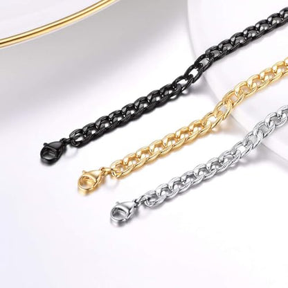 Men Cuban Chain Necklace for Men Stainless Steel 5mm Link Chain Women Dainty Necklace Gold/Silver/Black Plated Statement Jewelry 18/20/22/24/26/28/30 Inch - color: 5mm-Silver Cuban Chain, size: Length 20 Inch (men's choker length)