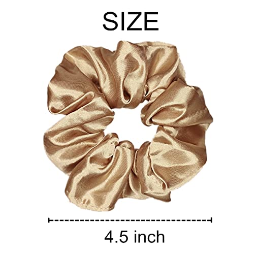 Sufermoe 6 Pcs Satin Silk Hair Scrunchies, Light Brown 4.5 Inch Elastic Hair Ties for Women and Girls - Versatile Hair Accessories for Ponytails, Buns, and Different Hairstyles - color: Light Brown