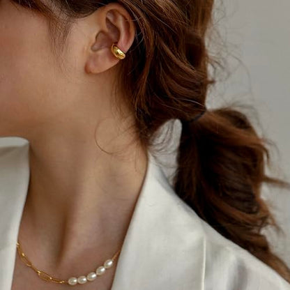 18K Gold Plated Everyday Ear Cuff, Gold Hoops, Women Jewelry, Minimalism - size: Large
