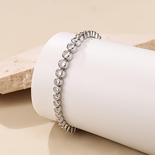 FANZE Gold Plated Cubic Zirconia Tennis Bracelets for Women Dainty Trendy Adjustable Bracelet Jewelry Gift for Ladies Wedding Mother Birthday Anniversary - style: Style 3