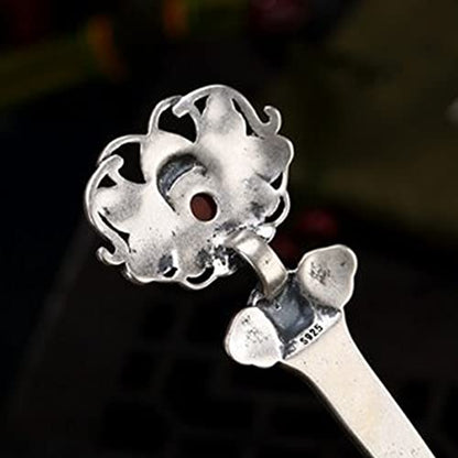 S925 Silver Plated RUYI Shape with Red Pearl Hairpin Chinese hanfu Style Hair Sticks Handmade Hair Clip Hair Accessories for Women Girls Long Hair (Ruyi) - color: Ruyi