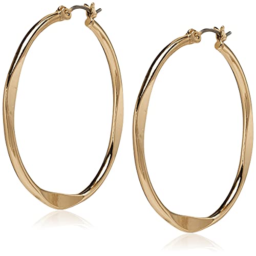 Nine West Women's Hoop Earrings, Classic Fashion Jewelry Accessories for Everyday Wear, Lightweight Statement Earrings for Casual, Office, and Evening Looks - color: Medium Flat - Gold