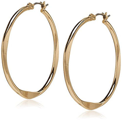 Nine West Women's Hoop Earrings, Classic Fashion Jewelry Accessories for Everyday Wear, Lightweight Statement Earrings for Casual, Office, and Evening Looks - color: Medium Flat - Gold