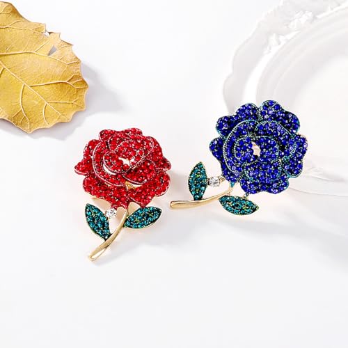Rhinestone Flower Pin Camellia Drop Oil Brooch Big Large Rose Bouquet Brooch Pin Pearl Daisy Peony Brooch Lapel Pins Elegant Clothing Hat Bag Skirt Accessories for Women - color: Blue1