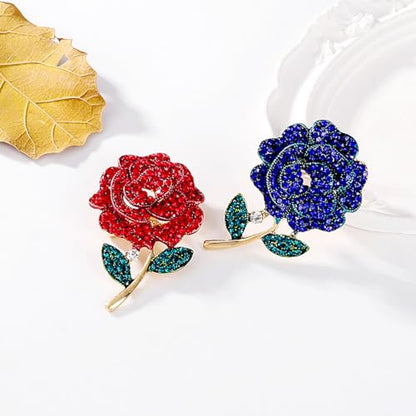 Rhinestone Flower Pin Camellia Drop Oil Brooch Big Large Rose Bouquet Brooch Pin Pearl Daisy Peony Brooch Lapel Pins Elegant Clothing Hat Bag Skirt Accessories for Women - color: Blue1