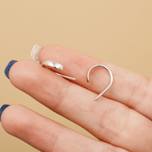 CHIC & ARTSY 925 Sterling Silver Open Hoop Earrings Small Hoop Earrings for Women Half Hoop Cartilage Piercing Adjustable Huggie Earrings - color: U:Silver 10mm