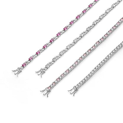 Bling Jewelry Birthstone Colors CZ Oval Infinity Tennis Bracelet Rose Gold Silver Plated - color: Green
