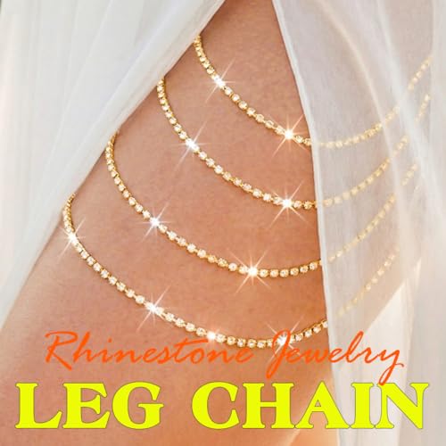 REETAN Thigh Garter Belt Rhinestone Leg Chain for Women - style: Style A-Gold