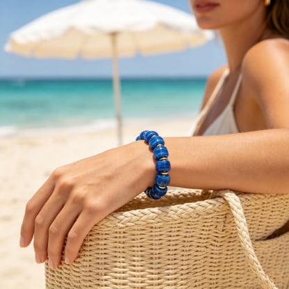 Bead Bracelet for Women Vibrant Color Resin Beads Bracelets Elastic Stretch Chunky Bracelet Boho Summer Beach Vacation Jewelry - color: Color 4