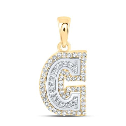 Sonia Jewels Solid 10K Yellow and White Gold Two Tone Real Natural Diamond Womens A-Z Initial Letter Pendant Charm for Necklaces 1/6 Carat (.17 Cttw) - style: C - 10k White and Yellow Gold