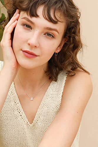 S.Leaf 18K Gold Plated Cubic Zirconia Choker Necklace for Women 925 Sterling Silver Layered Coin Moon Star Heart Circle Crystal Lariat Pendant Necklaces Gifts for Women Trendy - color: Square_Gold